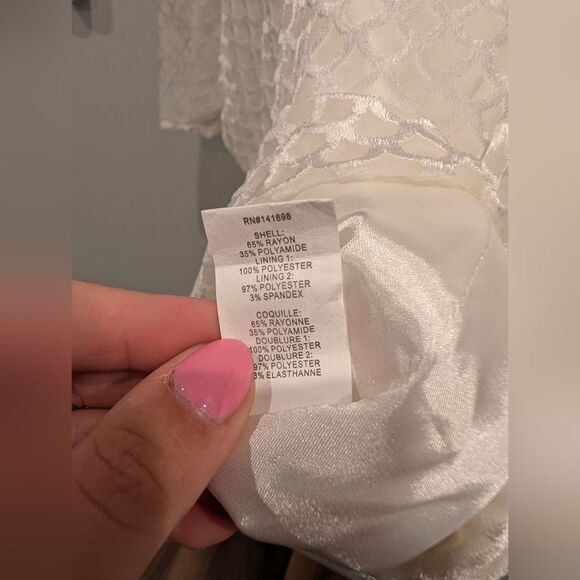 Ramy Brook Women's Ivory Velvet Mesh Ruched Allona Sheath Dress Size 4 White - Picture 4 of 5